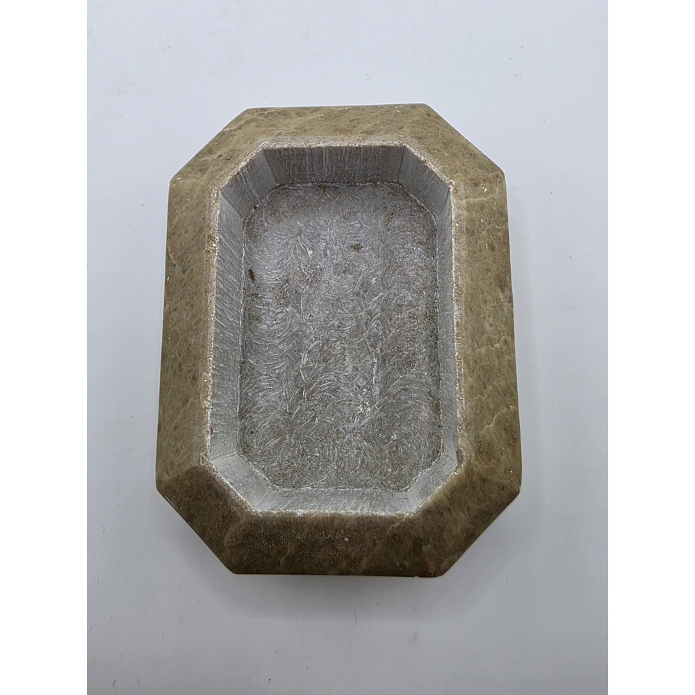 Vintage‎ Indian Soapstone Trinket Box Floral Inlay Hand Carved SERRV Decor - Picture 3 of 8
